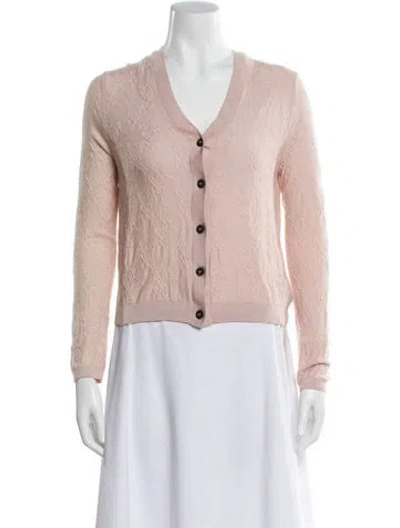 Pre-owned Hermes Cashmere V-neck Sweater In Pink