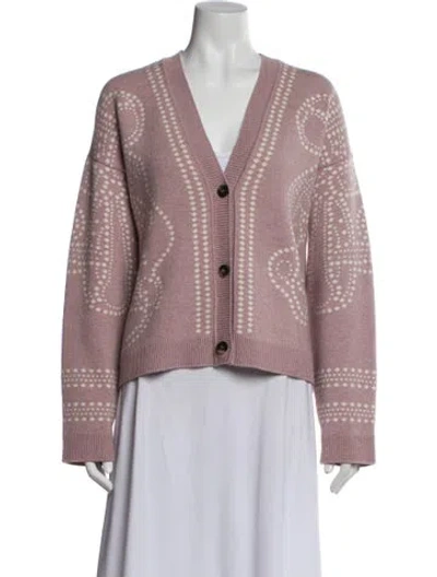 Pre-owned Hermes Cashmere V-neck Sweater In Pink