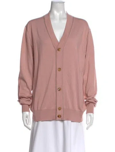 Pre-owned Hermes Cashmere V-neck Sweater In Pink