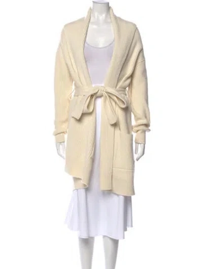 Pre-owned Hermes Cashmere V-neck Sweater In White