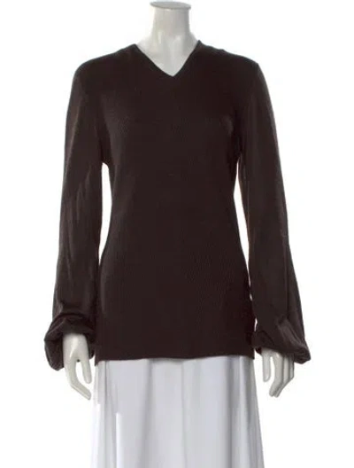 Pre-owned Hermes Cashmere V-neck Top In Brown