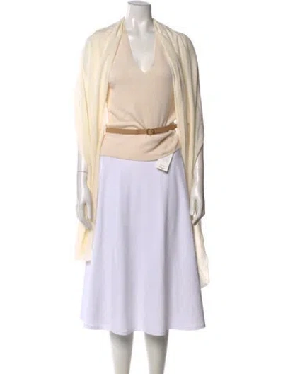 Pre-owned Hermes Cashmere V-neck Top In Neutral
