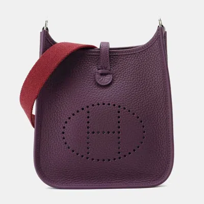 Pre-owned Hermes Cassis/rouge Grenat Taurillon Clemence Evelyne Amazon Tpm Shoulder Bag