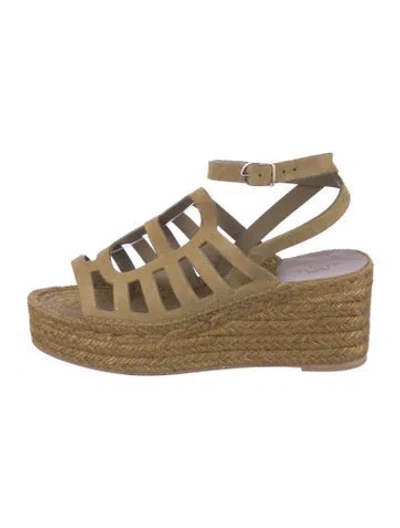 Pre-owned Hermes Catalya Leather Espadrilles In Green