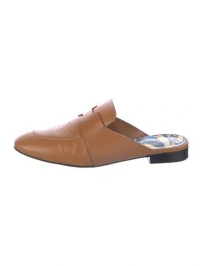 Pre-owned Hermes Catena H Logo Mules In Brown