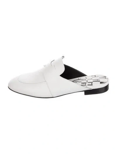 Pre-owned Hermes Catena Leather Mules In White
