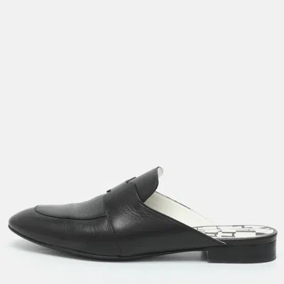 Pre-owned Hermes Catena Size 38 Black Leather Mules