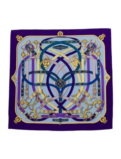 Pre-owned Hermes Cavalcadour Cashmere Shawl In Blue