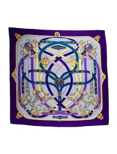 Pre-owned Hermes Cavalcadour Cashmere Shawl In Blue