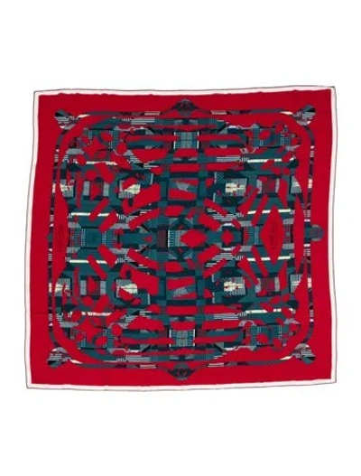 Pre-owned Hermes Cavalcadour Cashmere Shawl In Red