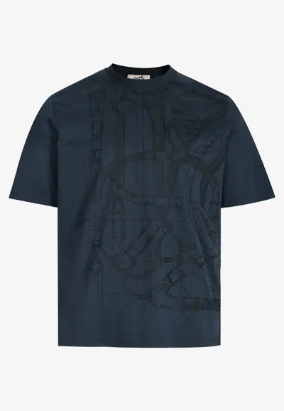 Hermes "cavalcadour Griffone" T-shirt In Ardoise