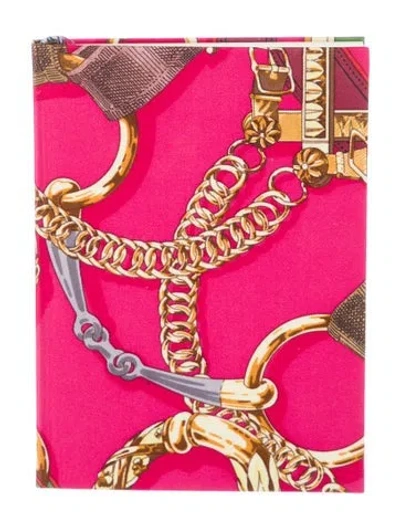 Pre-owned Hermes Cavalcadour Silk Notebook In Pink