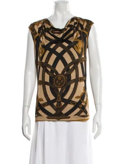 Pre-owned Hermes Cavalcadour Silk Top In Neutral