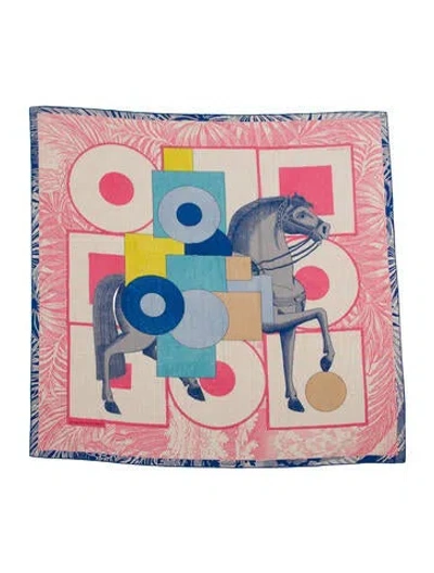 Pre-owned Hermes Cavalier En Formes Cashmere Shawl In Multi