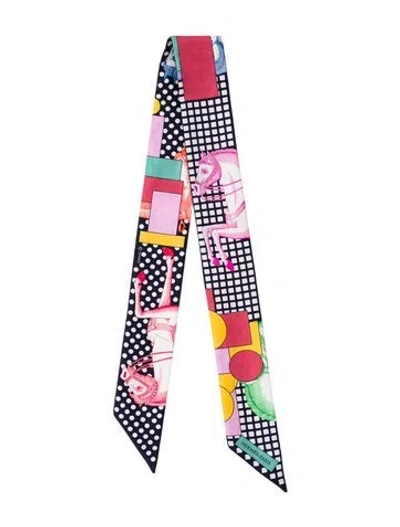 Pre-owned Hermes Cavalier En Formes Twilly Scarf In Black