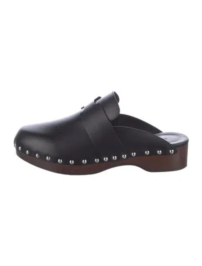 Pre-owned Hermes Cayla Leather Mules In Black