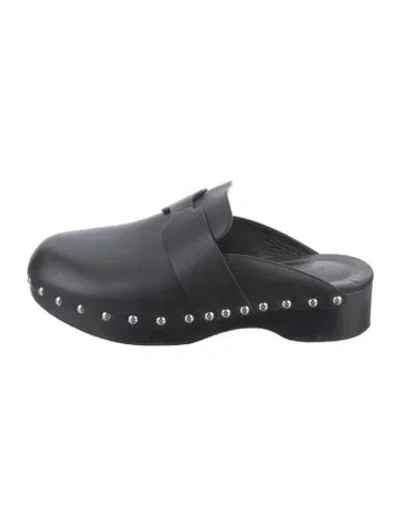 Pre-owned Hermes Cayla Leather Mules In Black