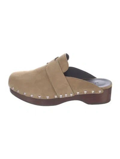 Pre-owned Hermes Cayla Suede Mules In Neutral