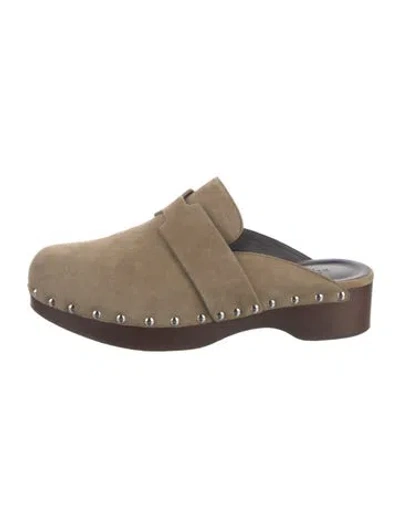 Pre-owned Hermes Cayla Suede Mules In Neutral