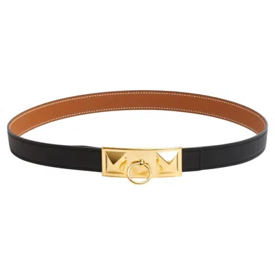 Pre-owned Hermes Hermès Ceinture A Composer 24 Mm T75 Black Collier De Chien Belt 30 In