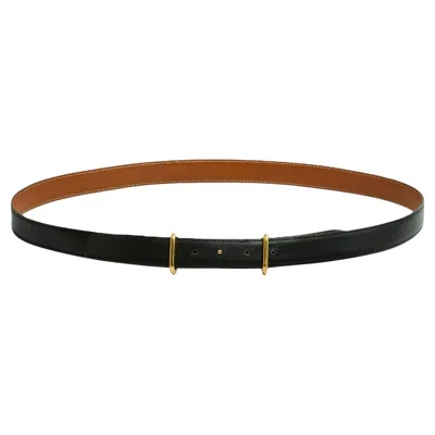 Pre-owned Hermes Hermès Ceinture A Composer 24 Mm T95 Black Leather Adjustable Belt 38 In