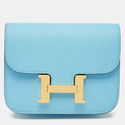Pre-owned Hermes Hermès Celeste Epsom Leather Constance Slim Wallet