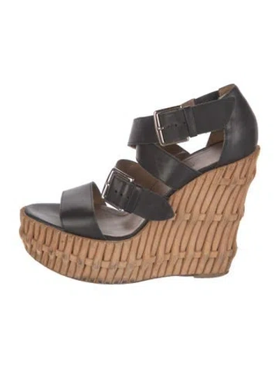 Pre-owned Hermes Celeste Leather Gladiator Sandals In Black