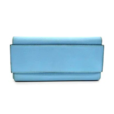 Pre-owned Hermes Celeste Light Blue Epsom Leather Coin Purse/coin Case ()