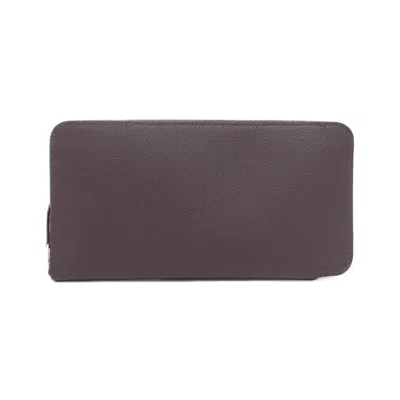Pre-owned Hermes Celeste Mocha Silk Long Wallet (bi-fold) ()