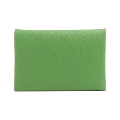 Pre-owned Hermes Celeste Vert Epsom Leather Card Case () In Multi
