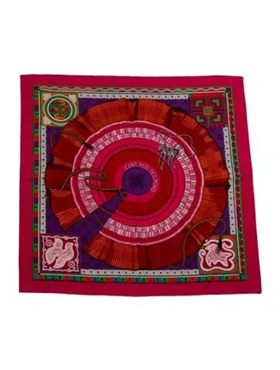 Pre-owned Hermes Cent Plis Des Miao Cashmere Shawl In Pink