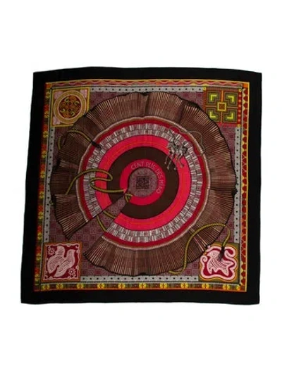 Pre-owned Hermes Cent Plis Des Miao Cashmere Shawl W/ Tags In Black