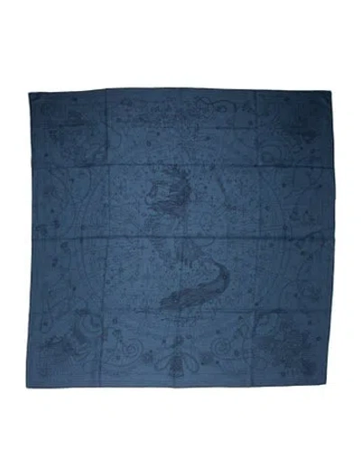 Pre-owned Hermes C'est La Fete Cashmere Shawl In Blue