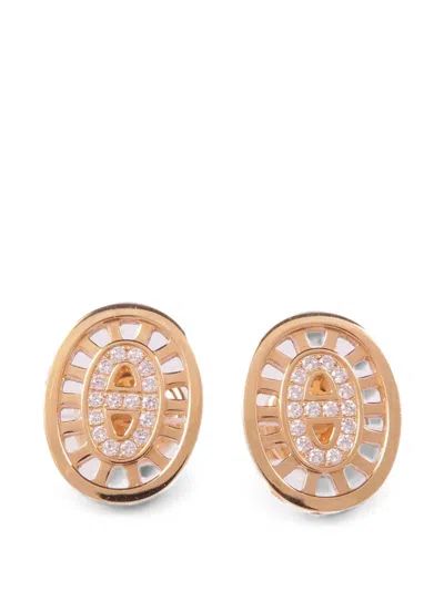 Pre-owned Hermes Chain D'ancre Diamond Earrings In Pink