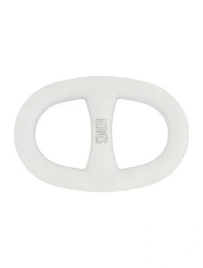Pre-owned Hermes Chain D'ancre Scarf Ring In White
