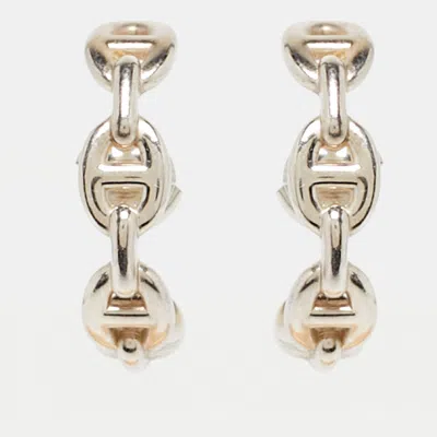 Pre-owned Hermes Chain D'ancre Sterling Silver Earrings