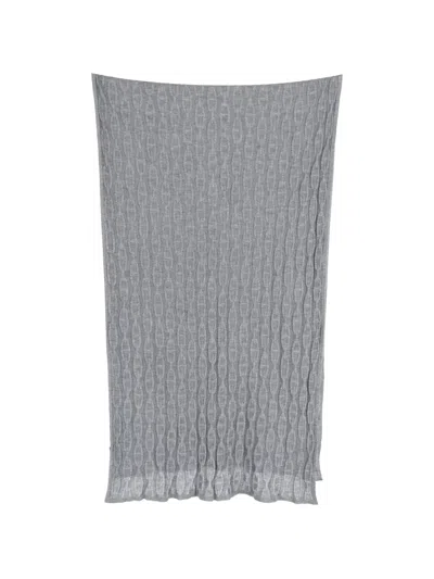 Pre-owned Hermes Chain-motif Knit Muffler Scarf In Gray
