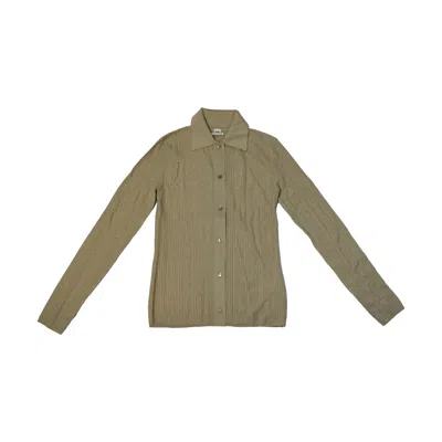 Pre-owned Hermes Chain Pattern Semi Wool Sweater Khaki
