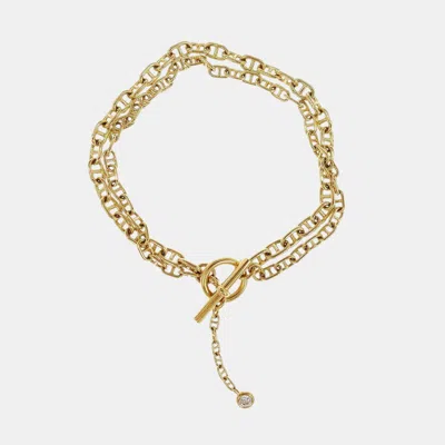 Pre-owned Hermes Chaine D'ancre 15g026446 18k Yellow Gold Diamond Bracelet
