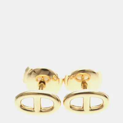 Pre-owned Hermes Chaine D'ancre 18k Pink Gold Stud Earring
