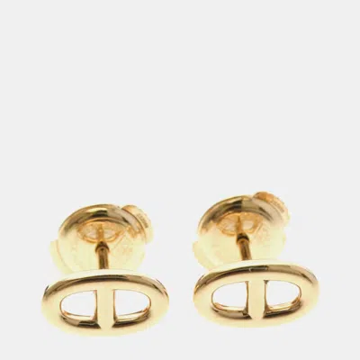 Pre-owned Hermes Chaine D'ancre 18k Pink Gold Stud Earrings