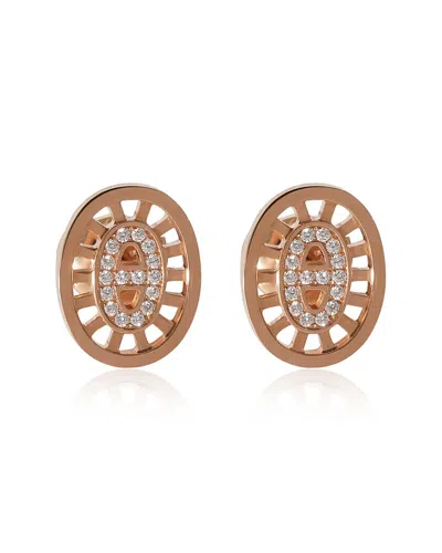 Pre-owned Hermes Hermès Chaine D'ancre 18k Rose Gold 0.26 Ct. Tw. Diamond Earrings (authentic Pre-loved)