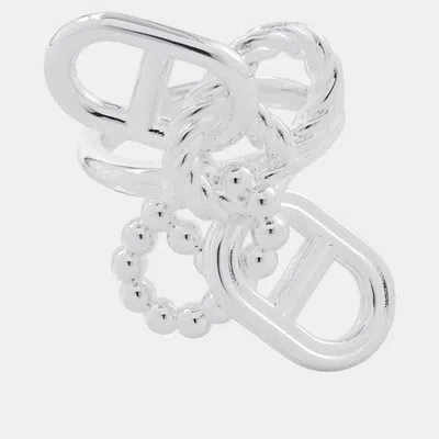 Pre-owned Hermes Chaine D'ancre Alea Ii 925 Sterling Silver Ring Size 54