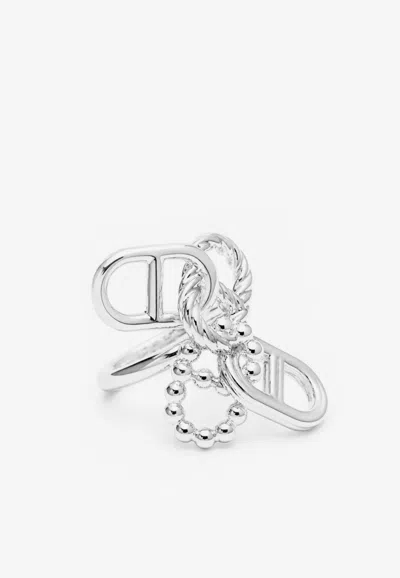 Hermes Chaine D'ancre Alea Ii Multi Links Ring In Silver