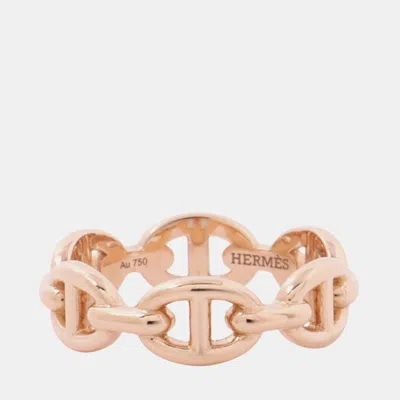 Pre-owned Hermes Chaine D'ancre Anchene 18k Pink Gold Ring Eu 51