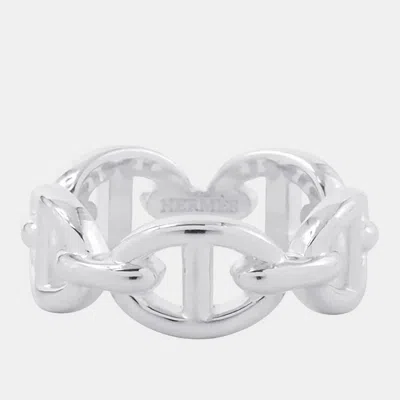 Pre-owned Hermes Chaine D'ancre Anchene 925 Sterling Silver Ring