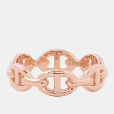 Pre-owned Hermes Chaine D'ancre Anchene Ring Size 54/#14 18k Pink Gold