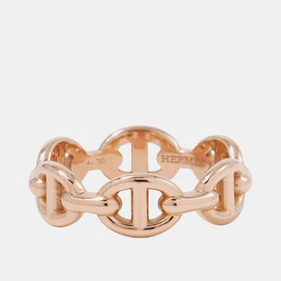 Pre-owned Hermes Chaine D'ancre Anchene Ring Size Pm 48 18k Pink Gold