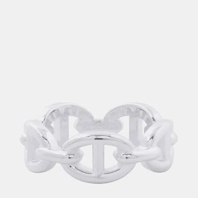 Pre-owned Hermes Chaine D'ancre Anchene Silver 925 Ring Eu 52