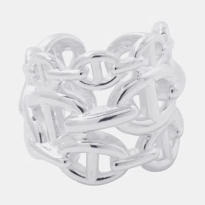 Pre-owned Hermes Chaine D'ancre Anchene Silver 925 Ring Gm Eu 49